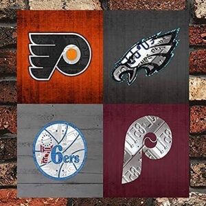 Philadelphia Professional Sports Team Metal Wall Art 12” x 12”